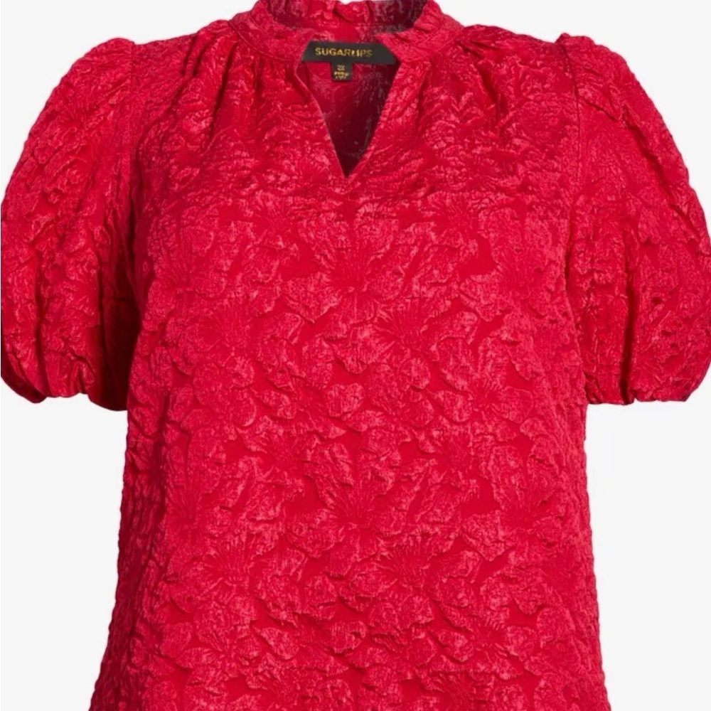Sugarlips Women's Red Jacquard Top